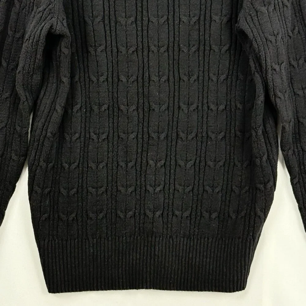 St John's Bay Women's Long Sleeve Cable Knit Sweater Size Small Black